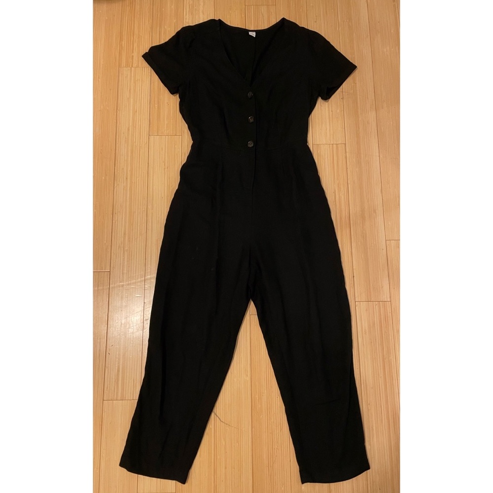 Old Navy Black Linen-blend Cropped Jumpsuit